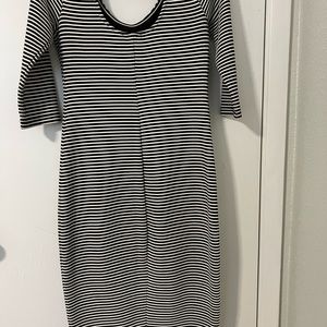 Black and white striped dress